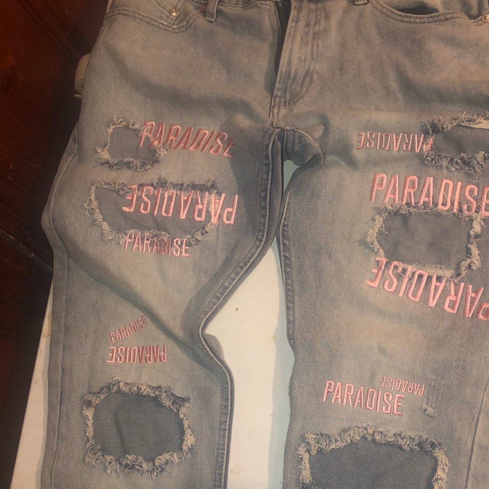 PacSun Jeans Pink Writing Slim Fit